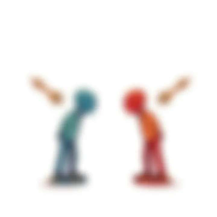 Graphic showing two distinct topics with arrows pointing to their unique features