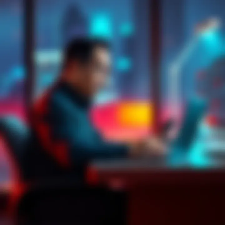 A person sitting at a desk with a laptop, looking concerned while reading online reactions about their recent statement on not being Satoshi Nakamoto.