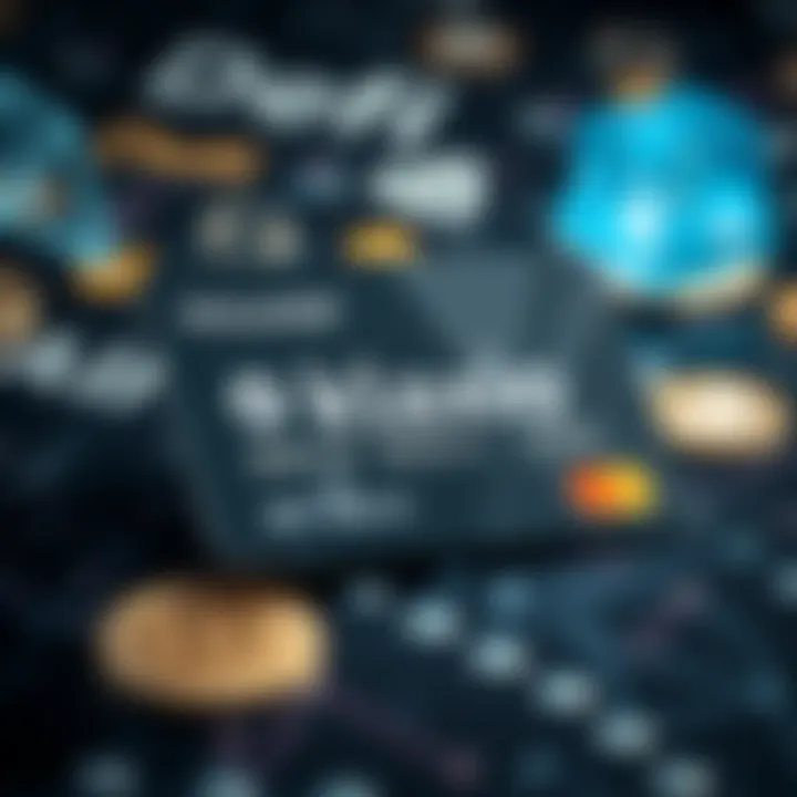 A close-up of a Klaxio DeFi debit card, highlighting its modern design and logo against a backdrop of cryptocurrency symbols, signifying easy digital payments.