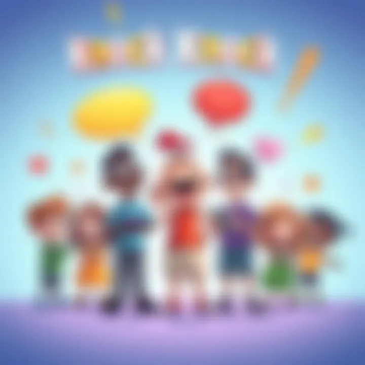 Joyful Knock Knock Joke Illustration A vibrant illustration of cartoon characters sharing a laugh while telling knock knock jokes, surrounded by colorful speech bubbles.