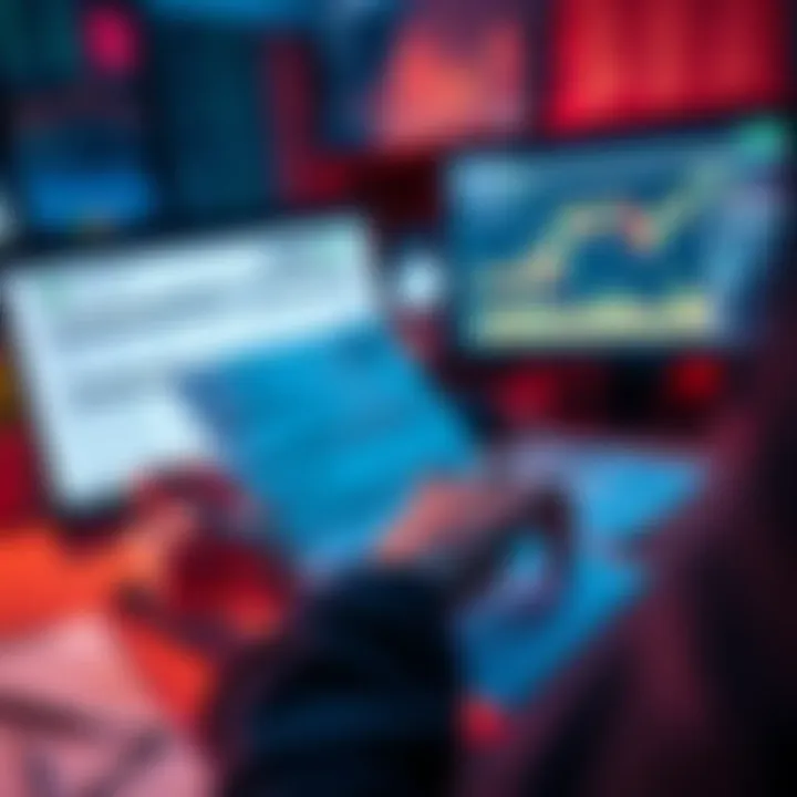 A person reviewing tax forms with a computer and financial documents related to Koinly and Kraken trading