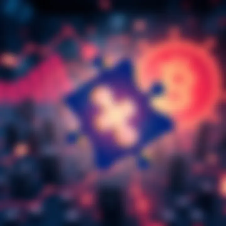 A digital illustration depicting a fragmented puzzle representing missing purchase records in Koinly, with cryptographic symbols in the background.