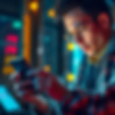 A person using the Krak app on their phone to recover cryptocurrency, looking focused and attentive.