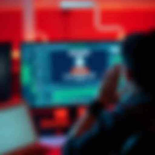 A frustrated person looking at a computer screen with a blocked account message while holding their head in concern