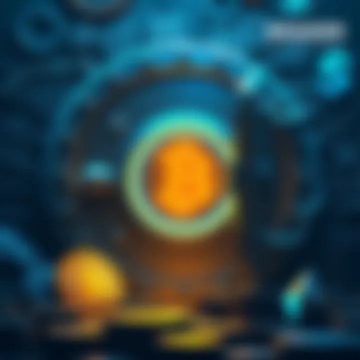 Graphic showing a Bitcoin vault with a 2.5% yield symbol and cryptocurrency icons