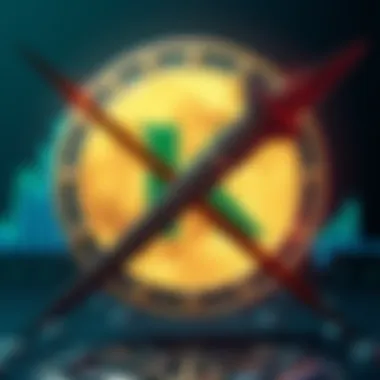 A digital representation of the Kraken exchange logo with the $MOON token being crossed out, symbolizing its delisting.