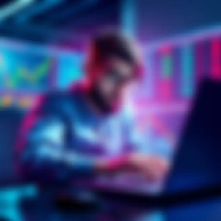 A worried algorithmic trader analyzing charts and fees on a laptop, representing concerns over Kraken EU's high taker fees