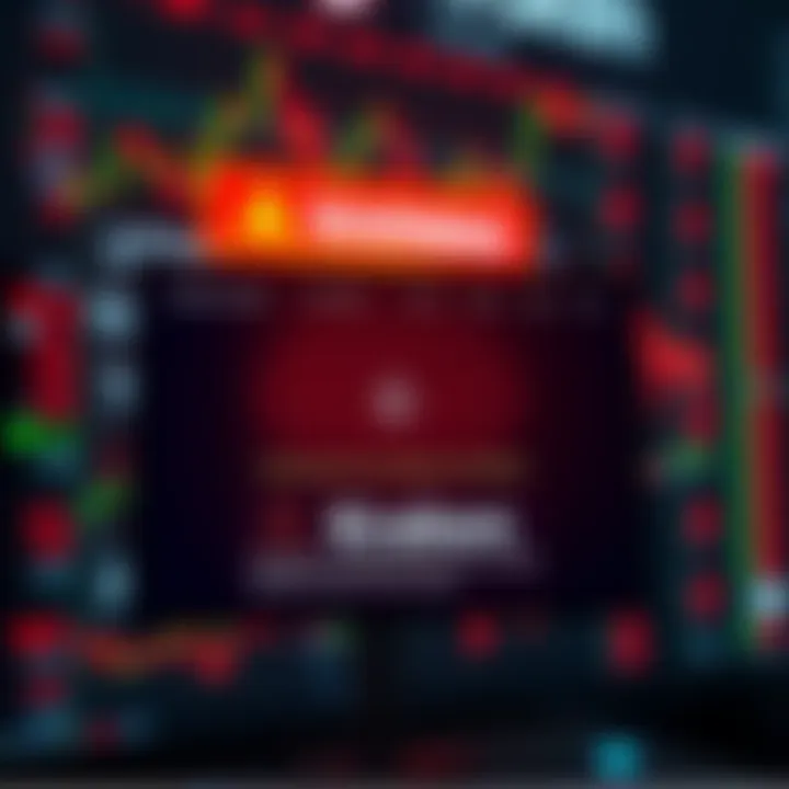 A digital screen shows warning signs and alerts about Kraken exchange with a blurred crypto trading background.