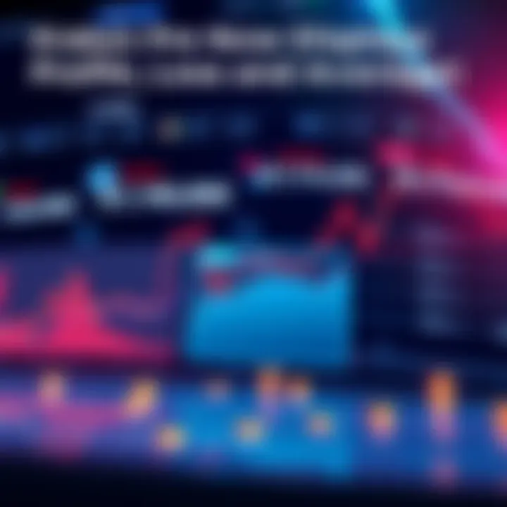 A sleek digital dashboard displaying profit/loss and average purchase price for cryptocurrencies.