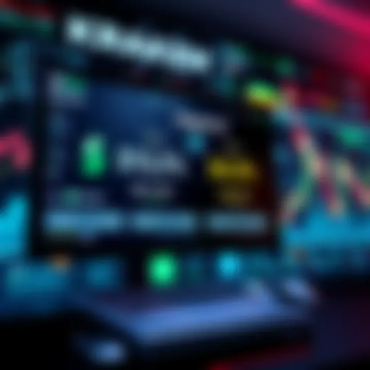 A digital screen showing profit calculations with dollar amounts and percentages, highlighting gains for users, set against a backdrop of cryptocurrency graphics.