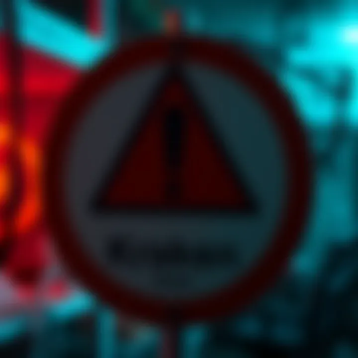 Warning about Kraken scam A warning sign with a caution symbol indicating a scam affecting Kraken users.