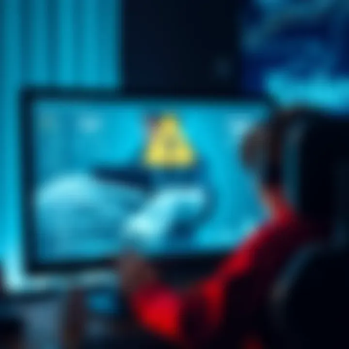 A graphic showing a user frustrated with frozen funds on their computer screen, highlighting concerns about Kraken's support.