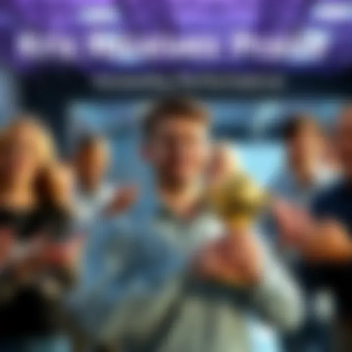 Kris smiling and holding a trophy, surrounded by colleagues applauding