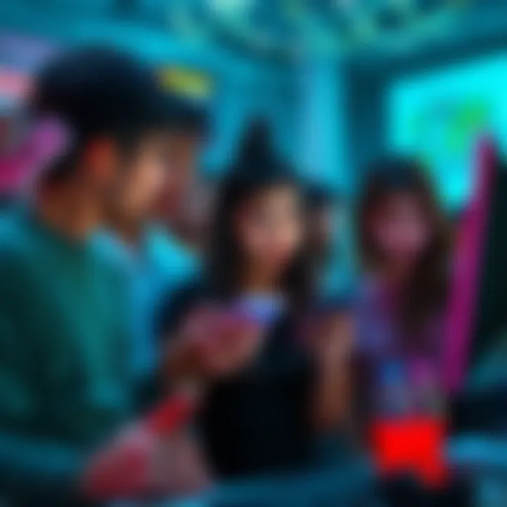 A worried group of fans looking at their phones and computers, confused about the lack of updates from the Kusama project.