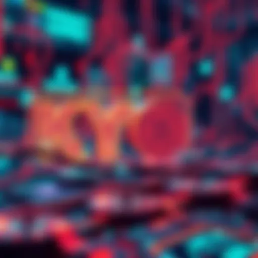 A digital representation of KYC process using embedded identity and zero-knowledge proofs in decentralized finance, featuring secure data exchange with blockchain elements.