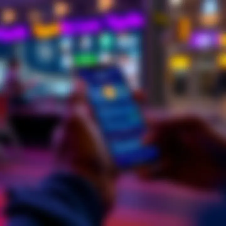 A person using the Lace Wallet app on their smartphone to send and receive Bitcoin with a digital interface shown on the screen.