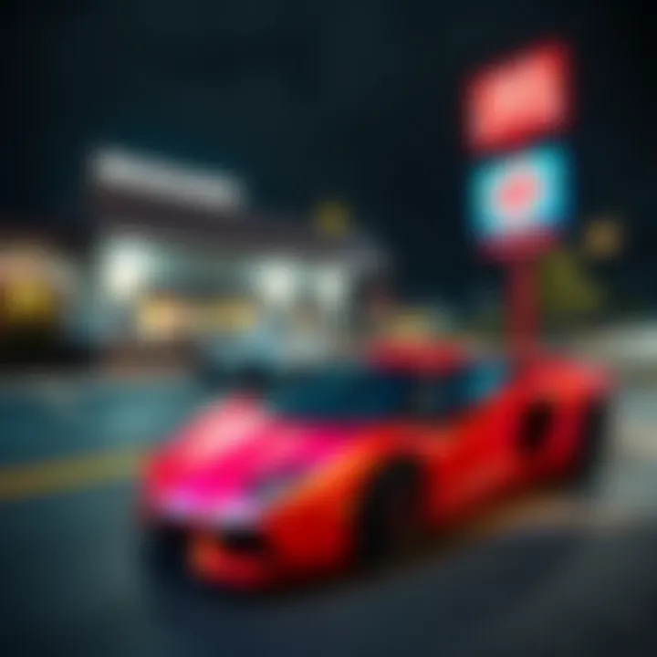 A striking Lamborghini parked next to a McDonald's restaurant, symbolizing the choice between luxury and stability.