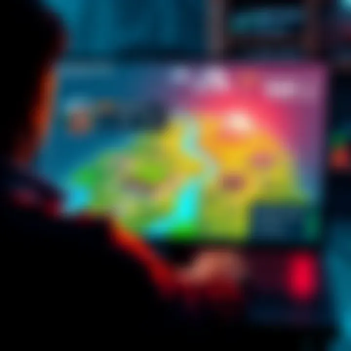 Land purchase decision A person considering land plots in a digital setting, showing options and rental income strategy