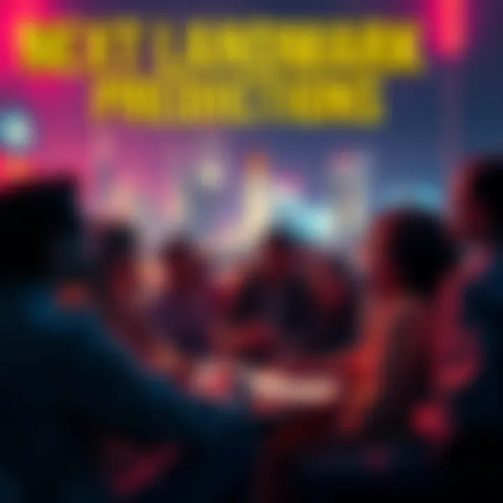 A group of people engaged in a lively discussion about the next iconic landmark, with hints pointing to NASA in Houston.