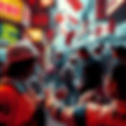 A chaotic scene depicting grammar and language disputes affecting market resolutions, highlighting confusion among contract terms.