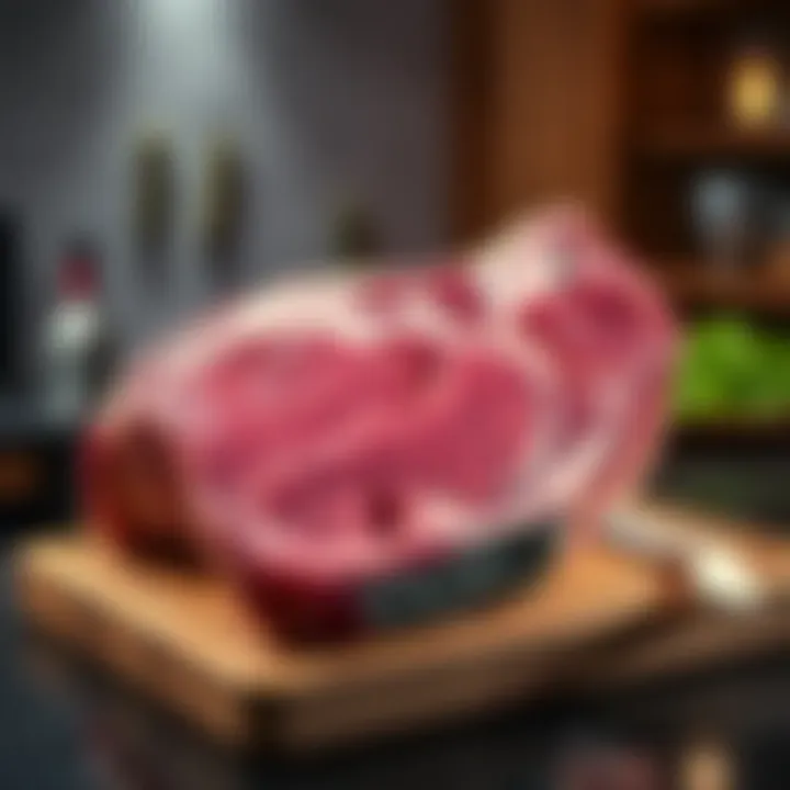 A massive spinalis ribeye cut from Wegmans, showcasing its size and marbling, placed on a wooden cutting board.