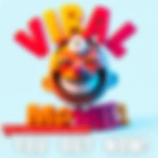 Laughing Meme Character A cartoon character laughing with a big smile, surrounded by colorful text that says 'Viral Meme'