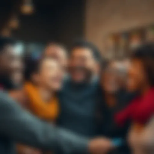 A diverse group of people laughing together, showcasing joy and connection without the need for words.