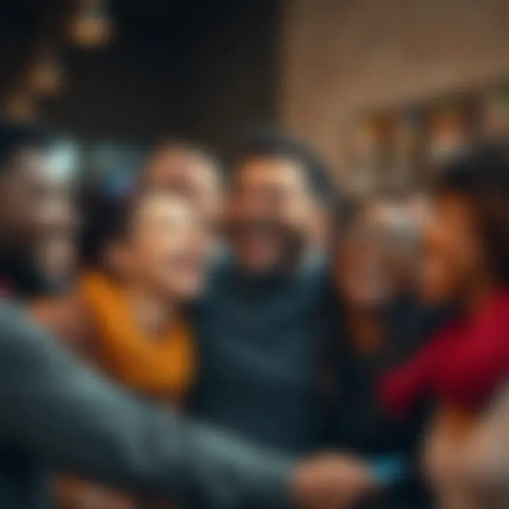 A diverse group of people laughing together, showcasing joy and connection without the need for words.