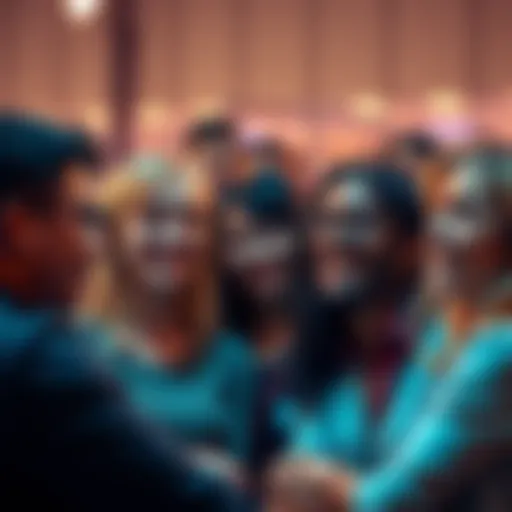 A group of people discussing their experiences from the first day of a product launch, with varied expressions showing both joy and frustration