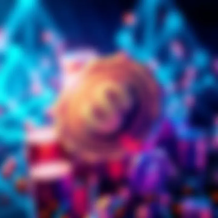 A graphic representation of the $Trust token being minted on the Hedera blockchain with crypto symbols around it