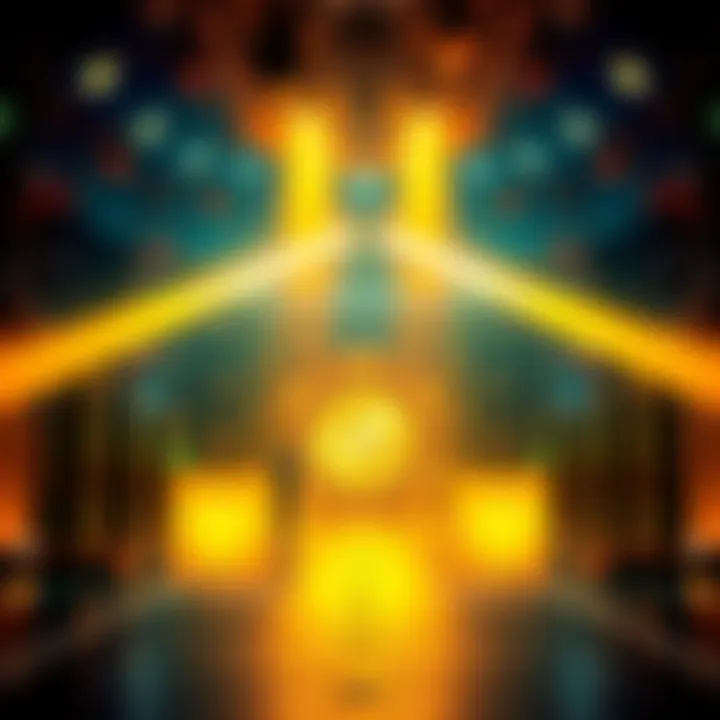 A large particle collider with beams of energy, surrounded by scientists observing the experiment that turns lead into gold