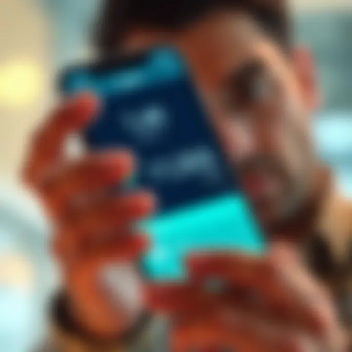 Ledger Live app balance display A smartphone showing a high balance on the Ledger Live app, with a concerned person examining it