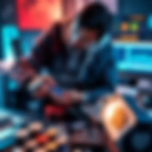 A person checking their Ledger device for firmware updates, surrounded by crypto security materials