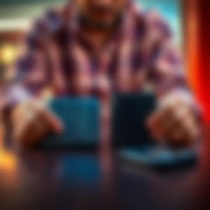 A person comparing a Ledger wallet and a Trezor wallet on a table, focusing on crypto security tips
