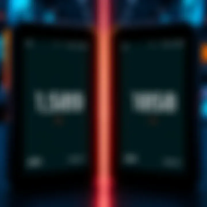 A side-by-side comparison of Ledger Nano S and Nano X wallets showing different account numbers on the screens.