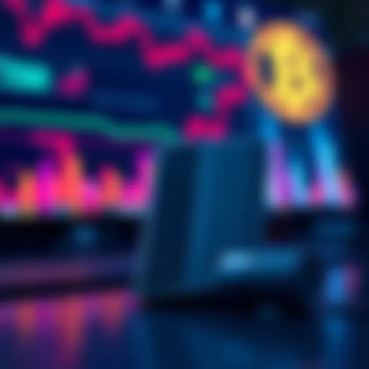 A close-up view of a Ledger Nano hardware wallet with a computer and crypto symbols in the background.