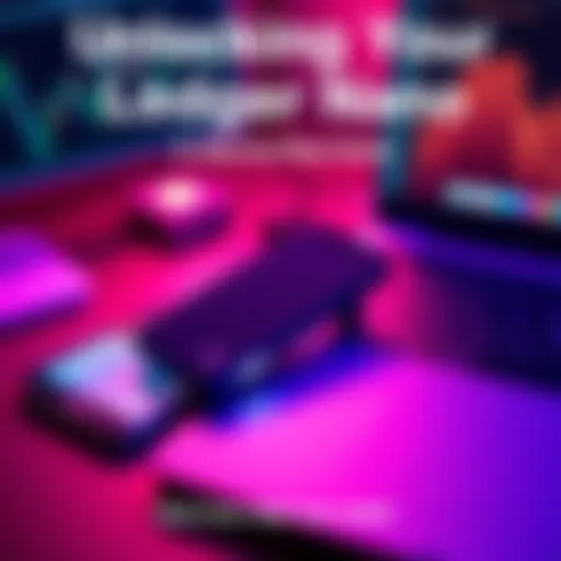 A Ledger Nano S cryptocurrency wallet displayed alongside a smartphone and laptop, showcasing the setup for managing crypto assets.