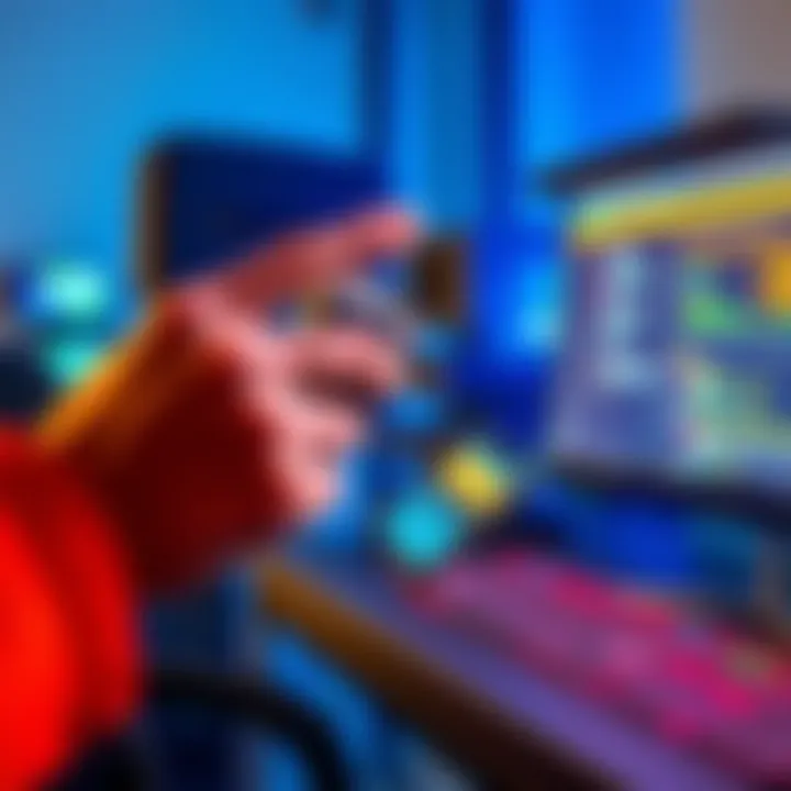 A person examines a ledger device connected to a computer, showcasing digital security measures and private keys.