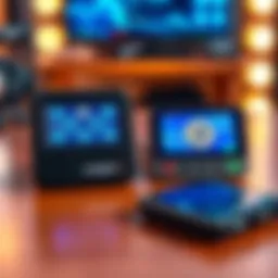 A side-by-side comparison of Ledger X and Trezor Safe 7 devices for secure Bitcoin storage, featuring both wallets on a table with a digital display showing Bitcoin icons.