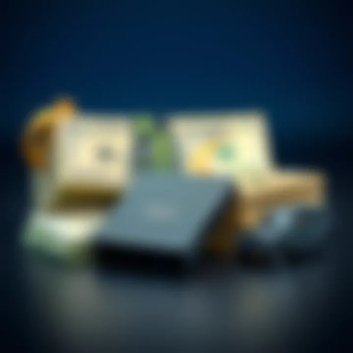 A Ledger wallet displayed with a stack of cash and a small toy car, symbolizing financial security and investment for future purchases.