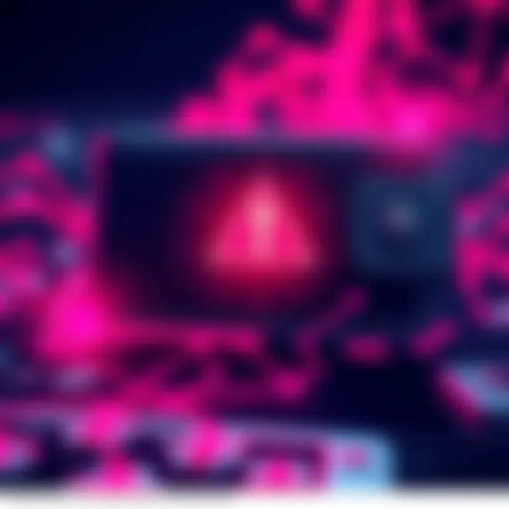 A digital rendering of a ledger wallet with a warning symbol, illustrating the threat of hacking