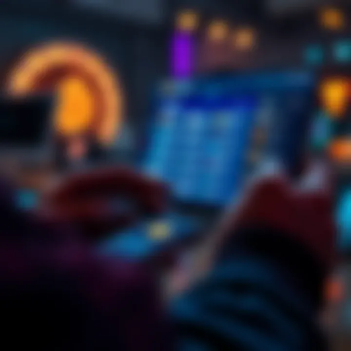 A person using a Ledger hardware wallet to transfer cryptocurrency from an Exodus wallet, focused on the screen showing token options.