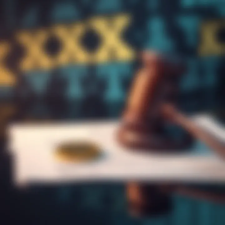 Legal battle over stock options A gavel on a legal document with stock option symbols in the background