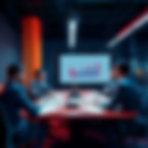 A business meeting with professionals discussing legal aspects of RWA tokenization, surrounded by charts and documents.