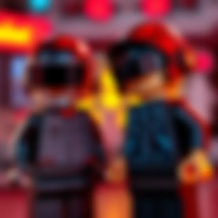 Two LEGO figures representing Daft Punk with iconic helmets and outfits, showcasing their unique styles