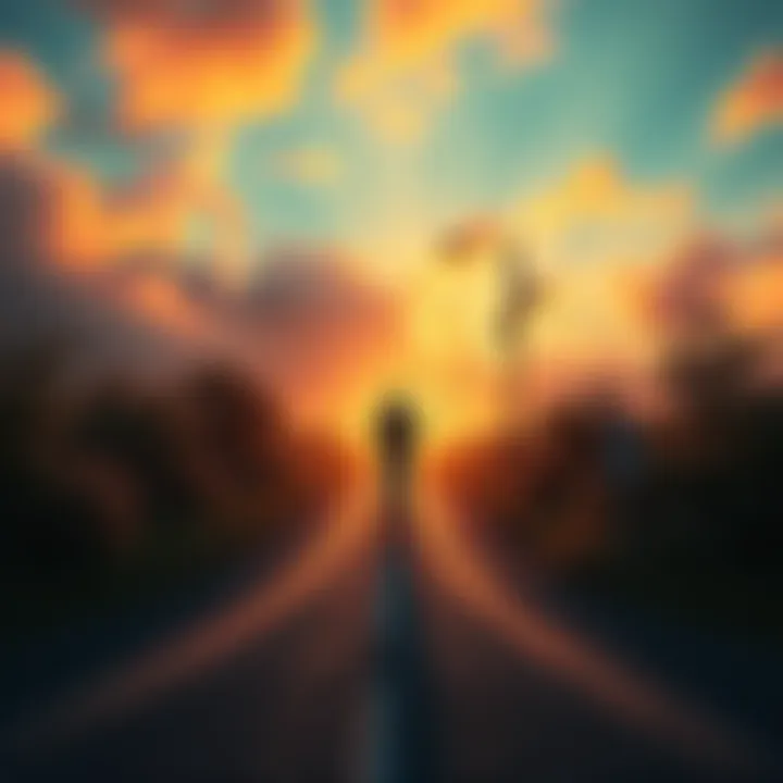 Emotional Journey of Letting Go A person standing at a crossroads, contemplating the path to take, symbolizing the decision to walk away from a difficult situation.