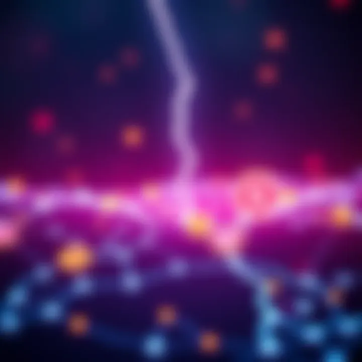 A digital representation of the Lightning Network showing interconnected nodes and wallet icons, symbolizing innovation in cryptocurrency transactions.