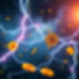 Graphic showing fast Bitcoin transactions through the Lightning Network with lightning bolts and Bitcoin symbols.