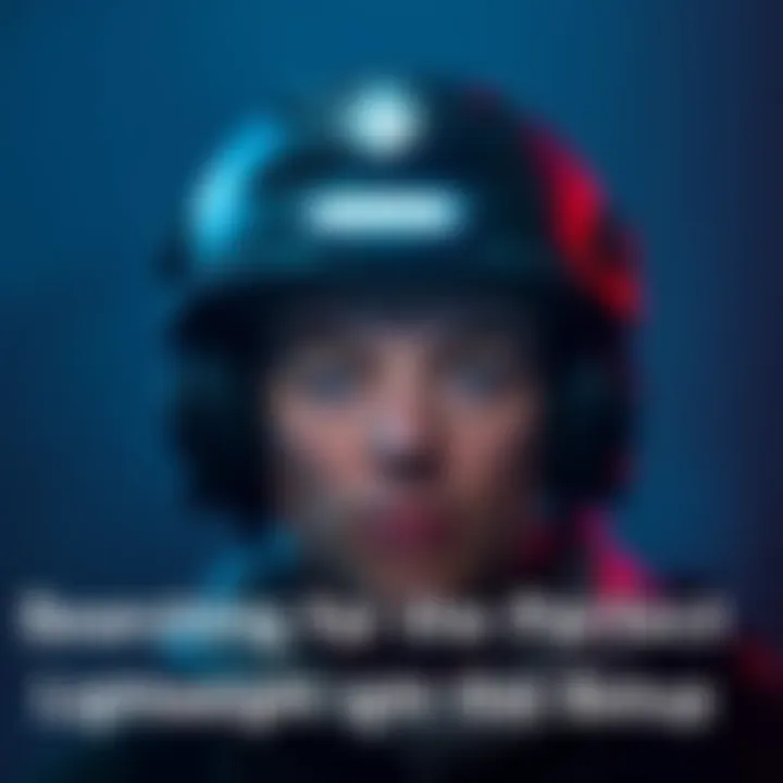 A person wearing a helmet equipped with a compact light that emits white, red, and infrared illumination, suitable for night operations