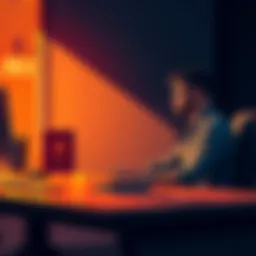 A man sitting at a desk with a laptop, looking thoughtful and worried, reflecting on the end of a cryptocurrency project